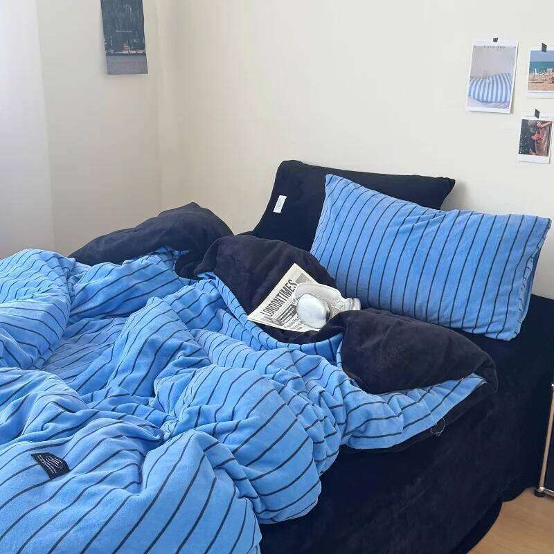 2025 new Korean version autumn and winter milk four-piece set thickened warm fleece bed sheet quilt cover dormitory H260312