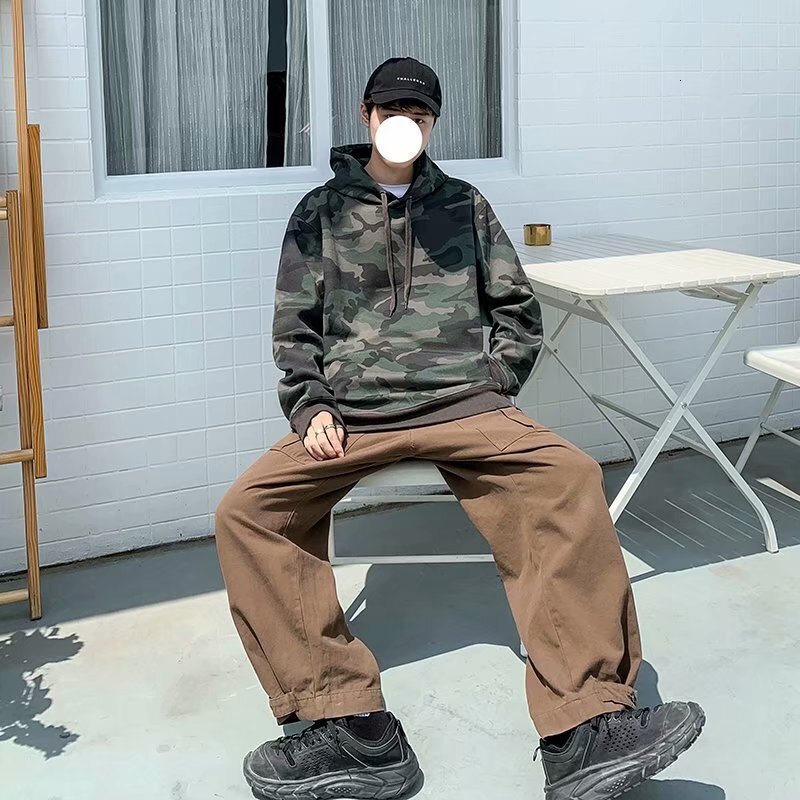Designer Hoodie Autumn Fleece-lined Retro Harajuku Style Workwear Camouflage Sweatshirt For Men Version Loose Fit Trendy Versatile Couple's Jacke
