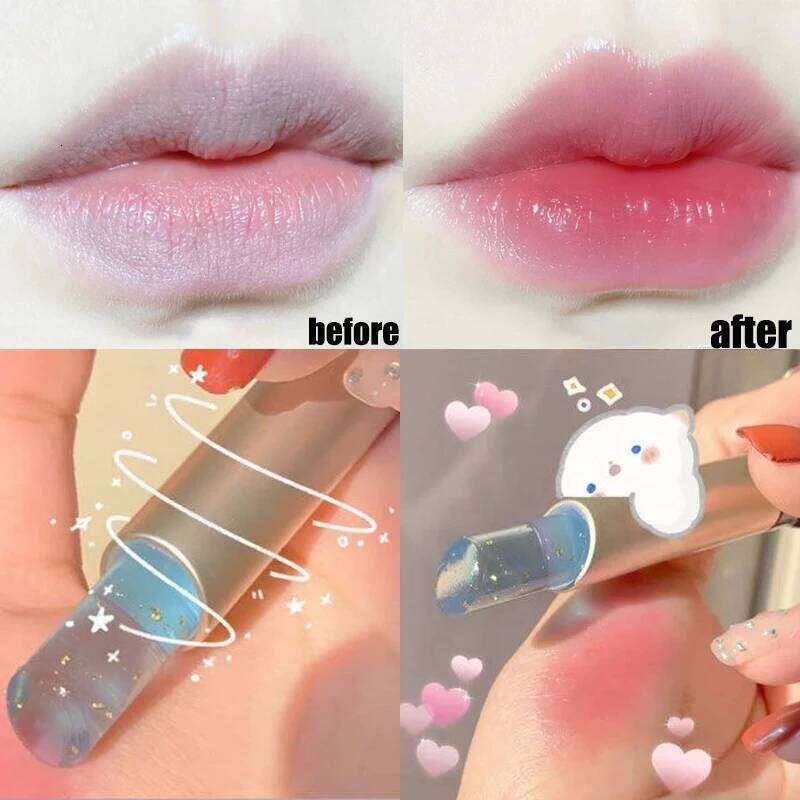 Gold Foil Shinny Balm Long Lasting Moisturizing Temperature Change Base Cream Lipstick Lip Make Up W260311