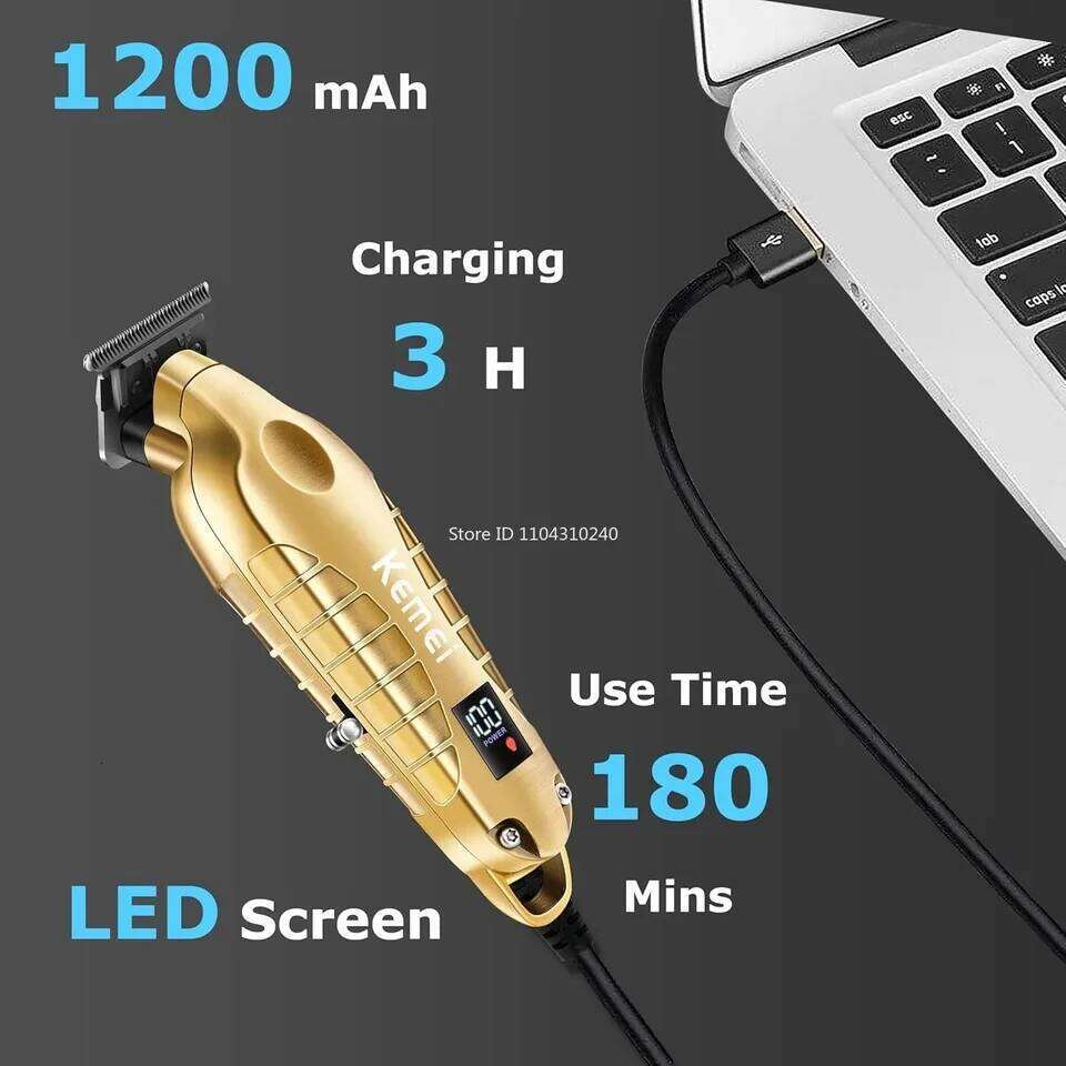 Kemei 2293 Professional Men Beard Trimmer Zero Gapped Cordless Clipper Barber Rechargeable Finish Hair Cutting Machine C260312