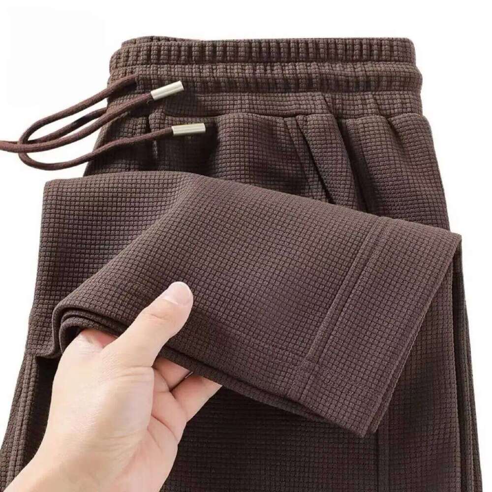 Waffle straight new style wide leg men's youth summer casual pants