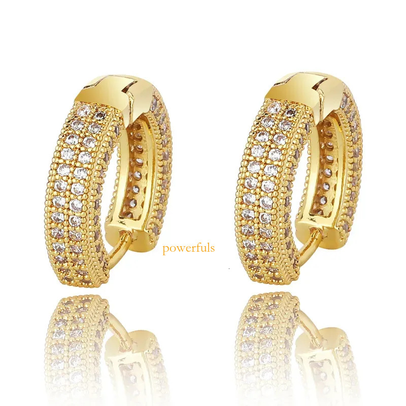 Luxury Designer 18K Gold Plated Copper Zircon Earrings for Men Women Hip Hop Iced Out Stud Earings Bling Diamond Earring Jewelry