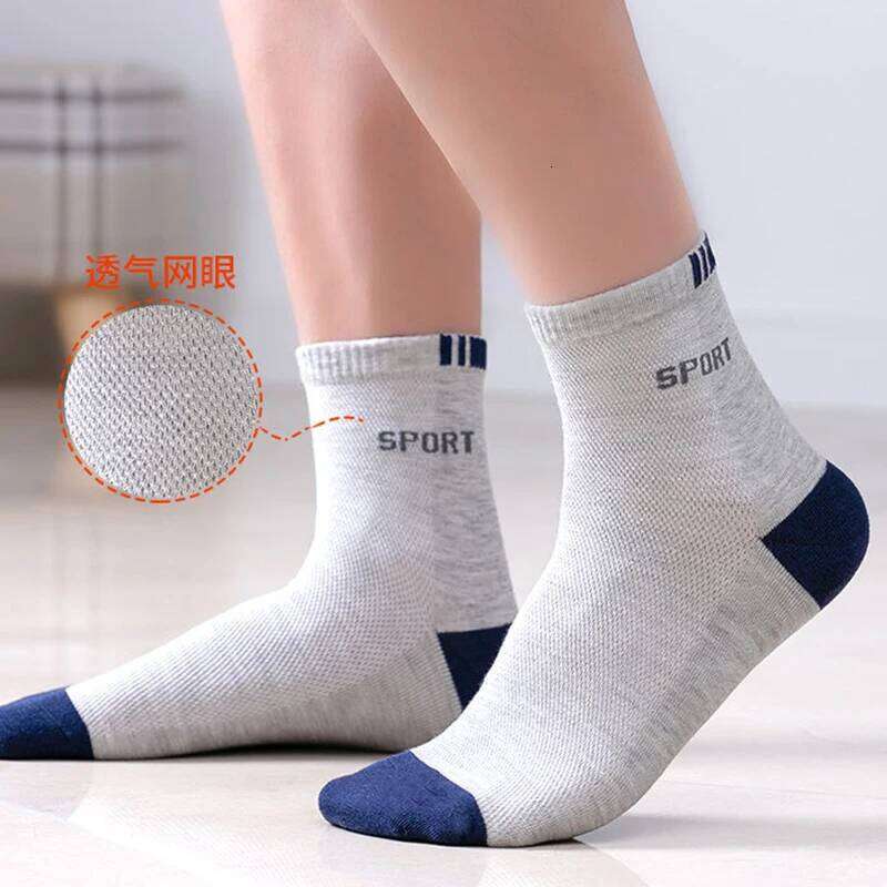 5Pairs Winter Bamboo Fiber Men's Cotton Letter Sports Sock Breathable Deodorant Business Socks Size 37-45 Sox Z260312