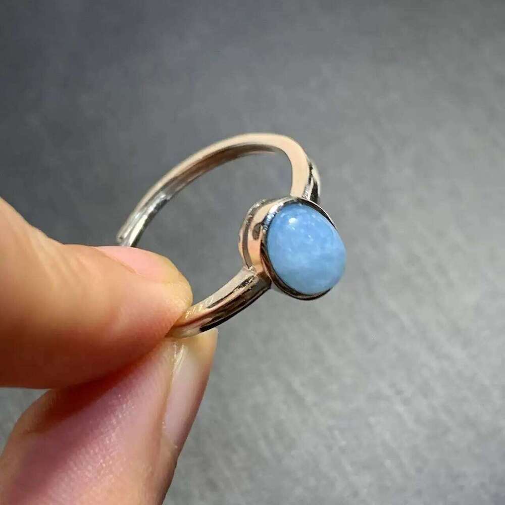 Vintage Natural Aquamarine Ring For Women Stainless Steel Simple Fine Jewelry Stone Gemstone Classic Style H260312