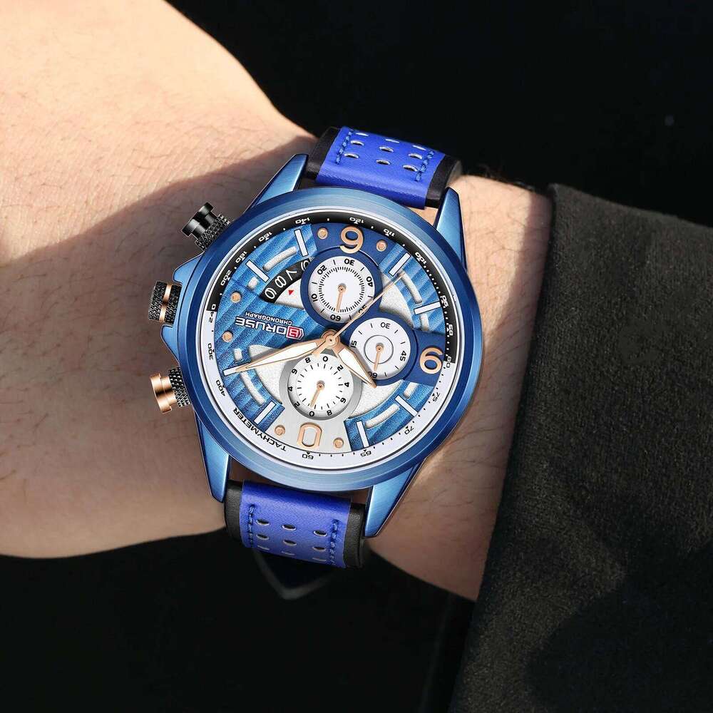 BORUSE Business Leather Mens Quartz Watches Luxury Luminous Watch For Men Wristwatch