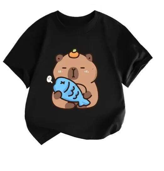 Summer New Trend Capybara Printing Children's Short-Sleeved Cute Comfortable Versatile Boy and Girl T-Shirt Z260312
