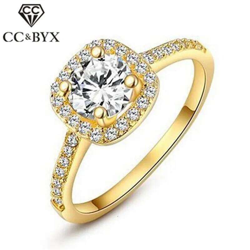 CC Fashion Rings For Women Jewelry Luxury Gold Color Square Stone Anneau Engagement Bijoux Bridal Wedding CC627 H260312