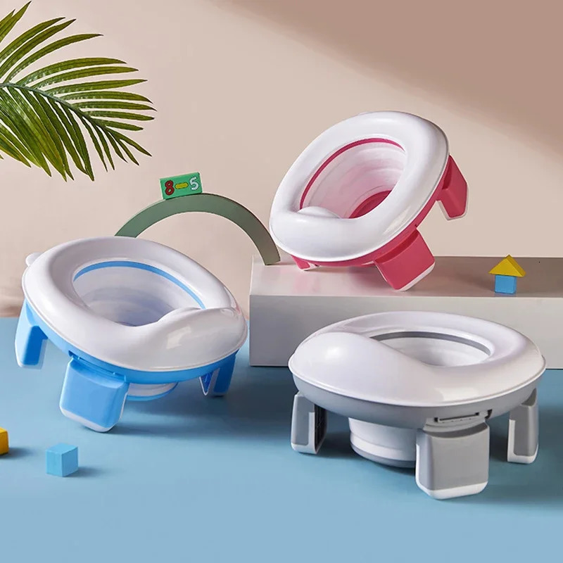 3 in 1 Travel Toilet Seat Foldable Children Potty with Bags Baby Pot Portable Silicone Training for Kids 260311
