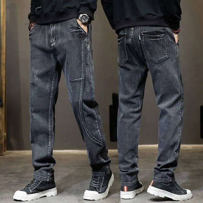 Summer Designer Clothes High Quality Punk Harajuku Fashion Casual Plus Size Slim Fit Denim Jeans 2025 Cowboy Pants for Men