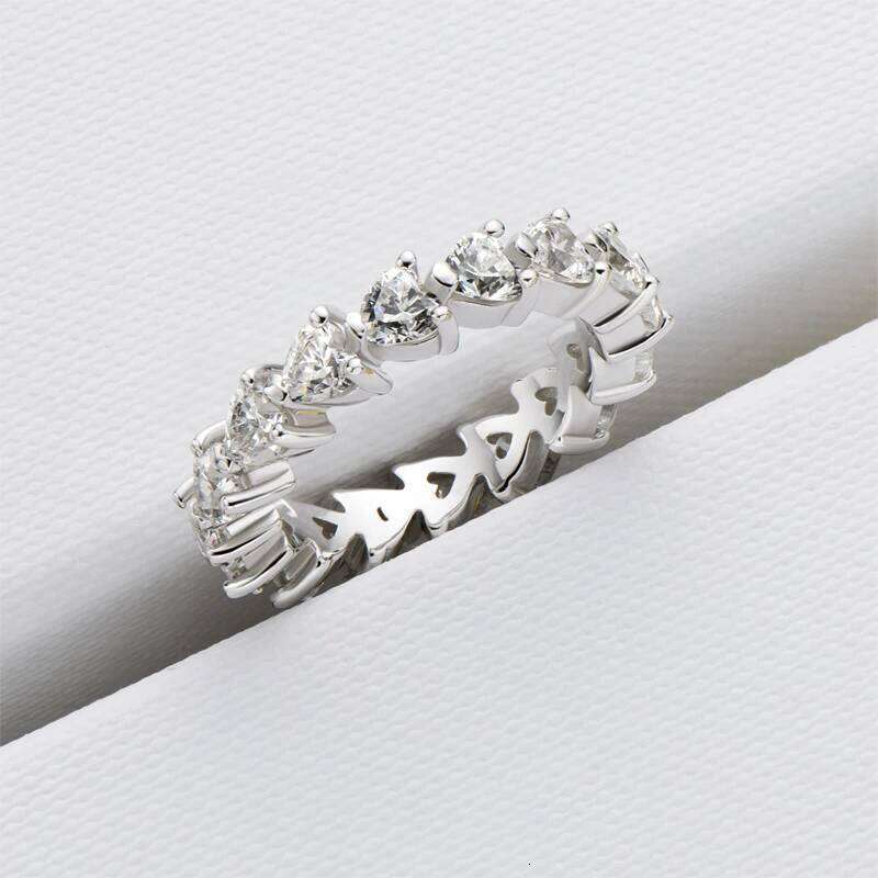 925 Sterling Wedding Engagement Full Enternity Rings Anniversary Heart Cut Silver Women Bridal Ring Jewelry H260312