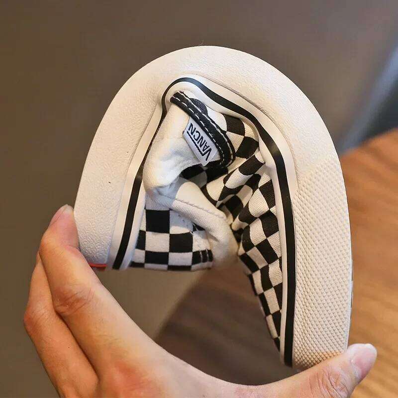 Fashionable Black and White Checkered Simple Style Non-slip Breathable Walking New Casual Shoes H260312