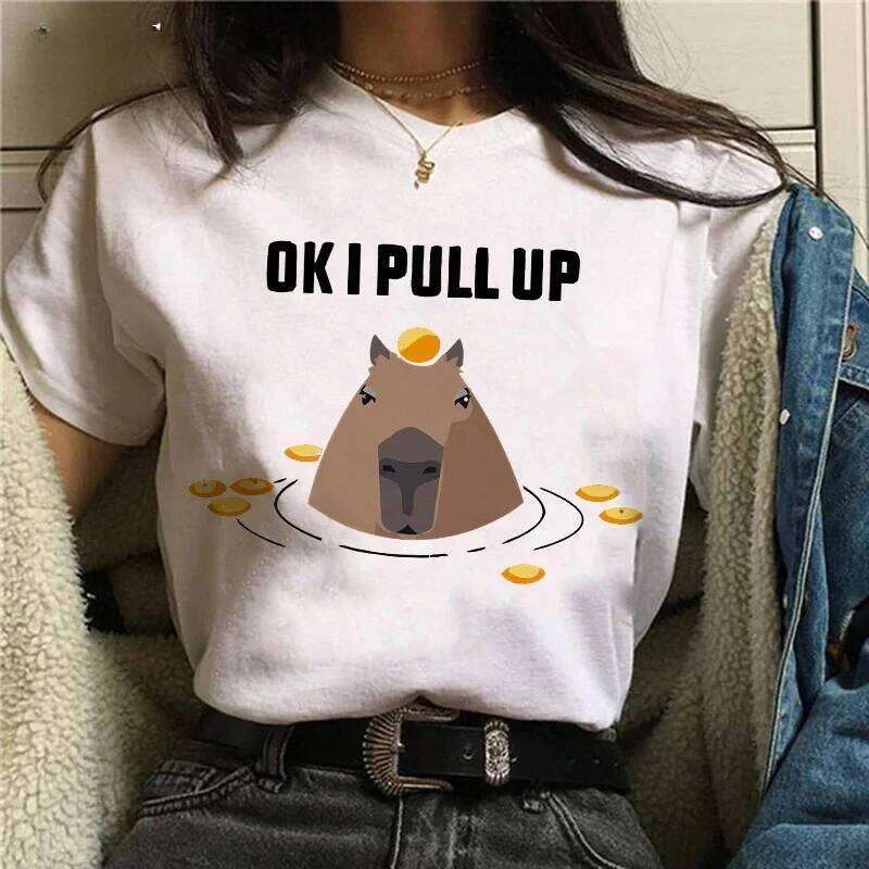 Girl Capybaras T Shirt Female Casual Top Clothes Funny Capybara Tshirt Women T-Shirt Capibara Cartoons Z260312