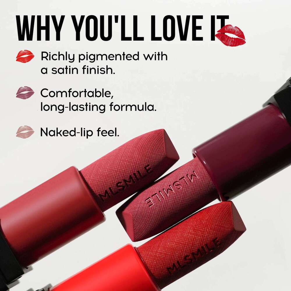 6-Color Embossed Matte Lipstick, Easy to Apply, Moisturizing Natural Finish Long-Lasting Smooth Texture for Soft and Elegant W260311