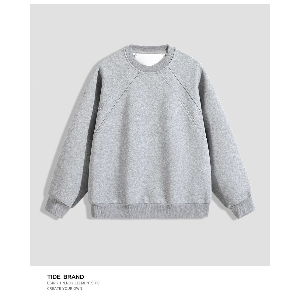 Spring Designer Hoodie And Autumn Thin Round Neck Sweatshirt For Men New Style Patchwork Hoodless Gray Long Sleeve Loose Fit Casual Heavyweight Top Tr