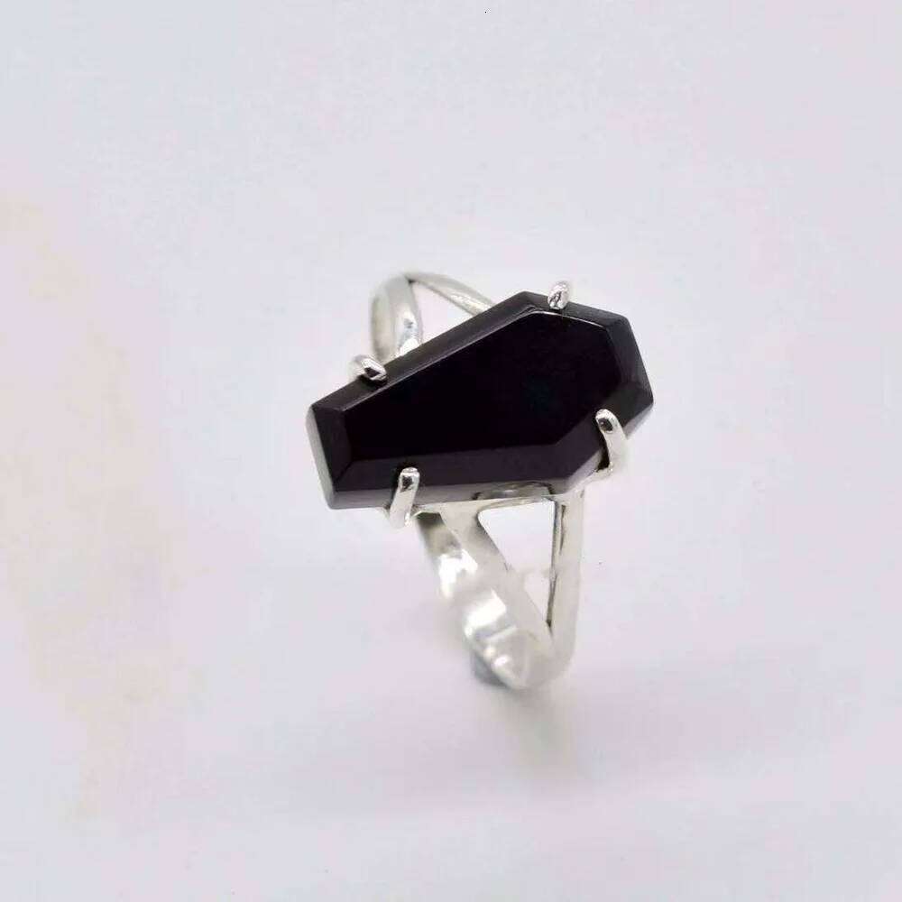 Vintage Vampire Halloween Punk Gothic Black Imitation Zirconium Coffin for Women Hip Hop Rings Party Jewelry Gifts H260312