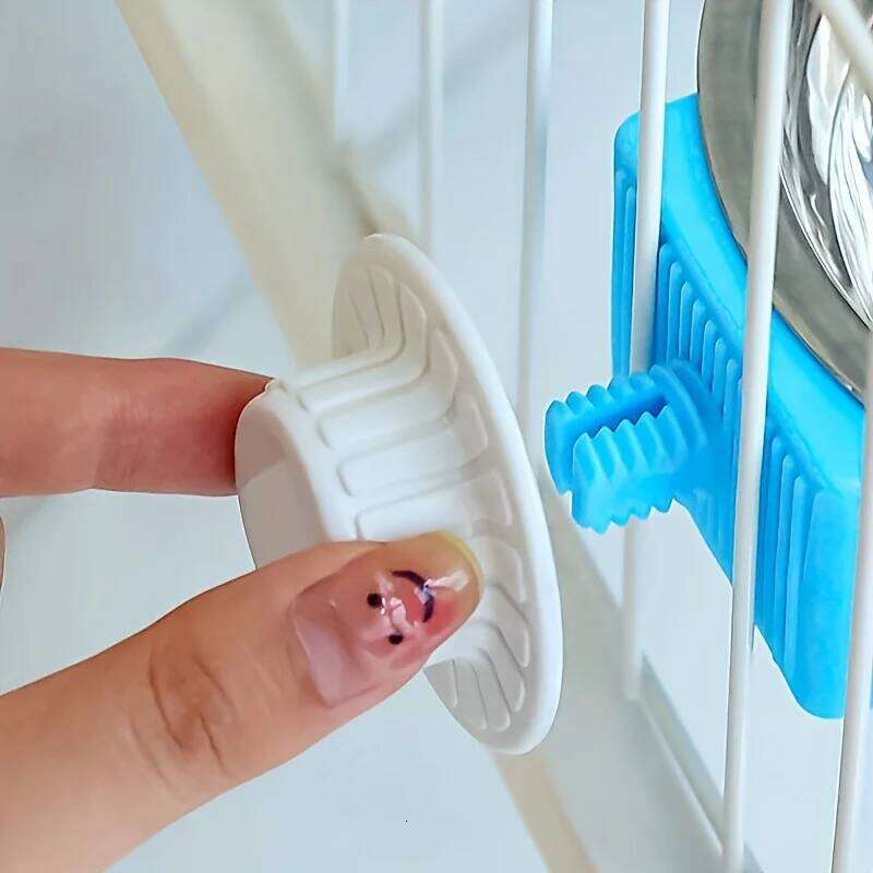 Candy-Colored Pet Cat Food Hanging Stainless Steel Dog Cage Double Bowl 26Y0312