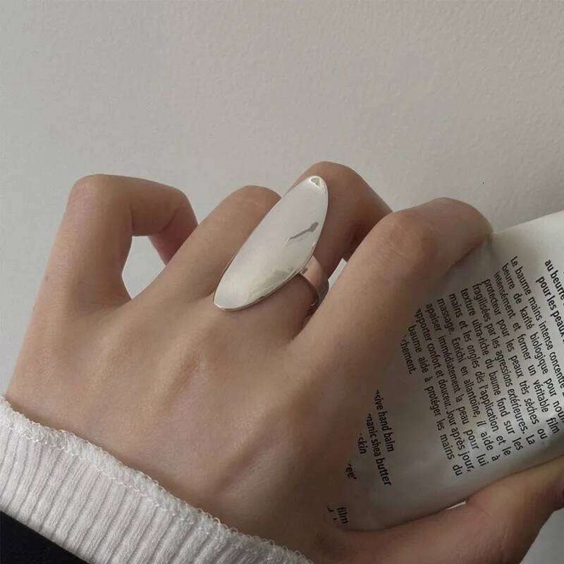 BF CLUB 925 Sterling Silver Rings For Women Girl Female Open Minimalist Retro Oval Ring Creative Anillos Bague Fine Jewelry H260312