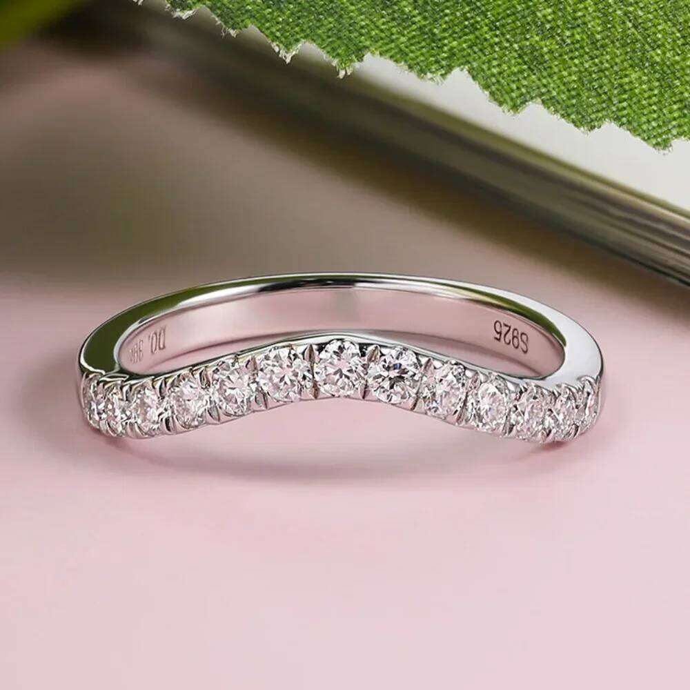 M-JAJA Eternity Promise V Shape S925 Sterling Silver Rings D VVS1 Moissanite Wedding Engagement Ring for Women Anniversary H260312