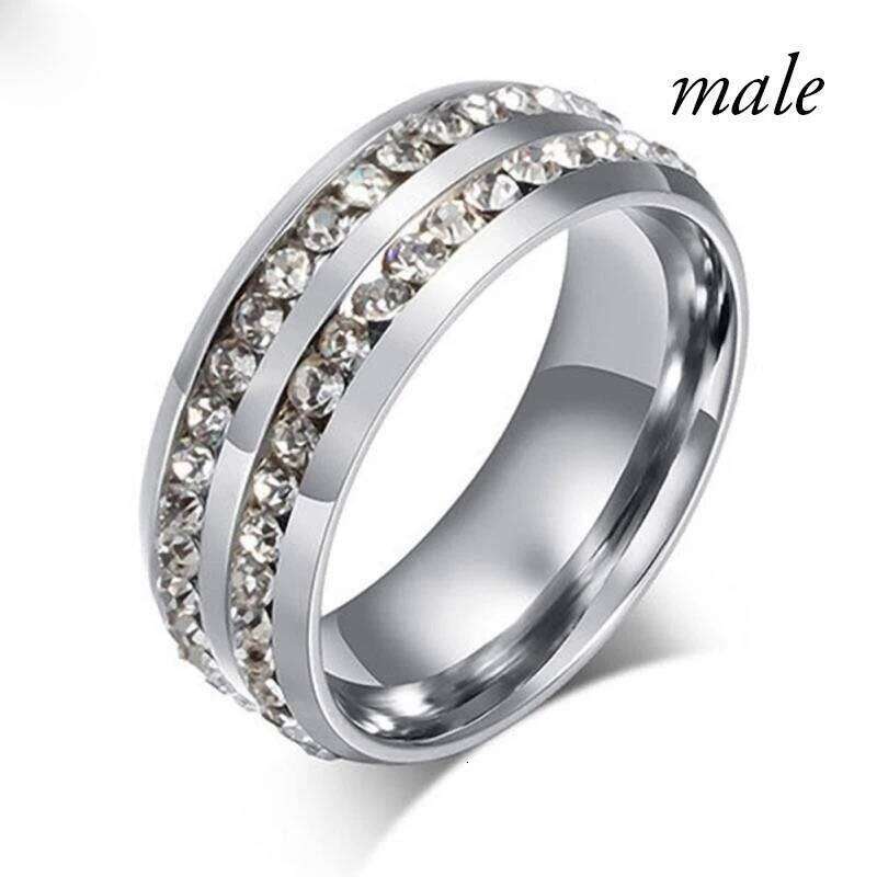 Carofeez Couple Men Stainless Steel Double Row Zircon Fashion Geometric Women Rings Wedding Ring Gift W260311
