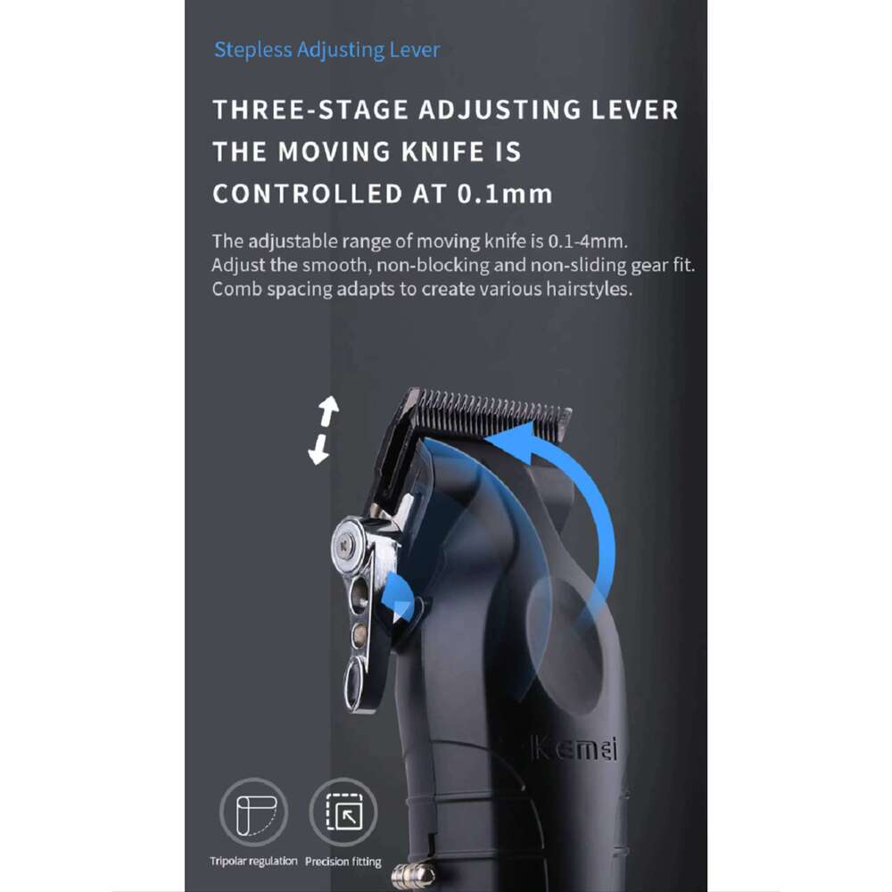 KM-2296 Kemei Professional Rechargeable Adjustable Hair Clipper Fast Charging USB Carving Barber Salon C260312