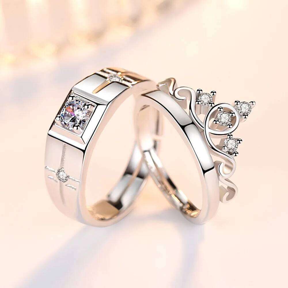 Women's 925 Sterling Silver Fashion Jewelry New Crystal Zircon Crown Couple Rings For Man XY0346 W260311