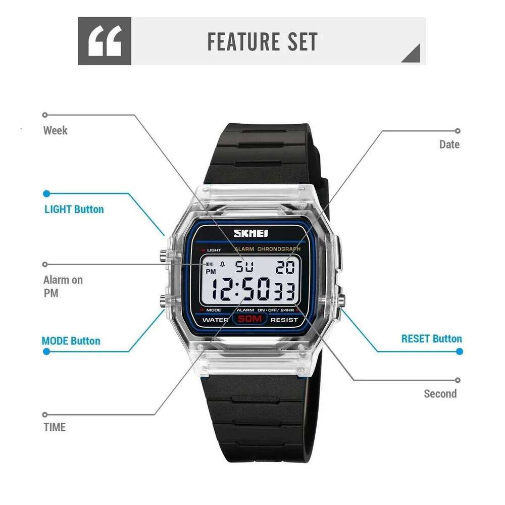 SKMEI 2056 Waterproof Sports Watch for Men Women Electronic Countdown Boy Girl Digital Date Wristwatches Woman Reloj Masculino