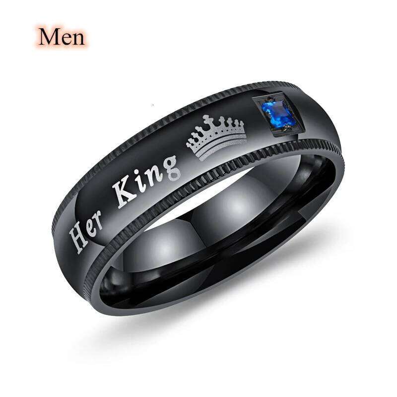 Fashion Couple Rings Her King His Queen Statement Romantic Zircon Crown Ring Anniversary Wedding Band Jewelry Gifts W260311