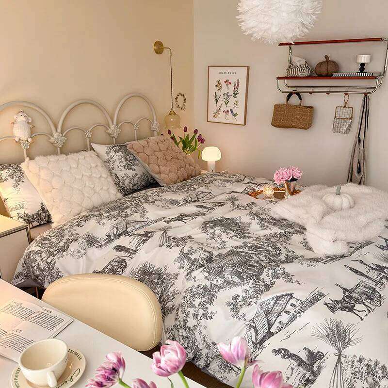 Early Spring New Products French Pastoral All-Cotton Printed Four-Piece Set H260312