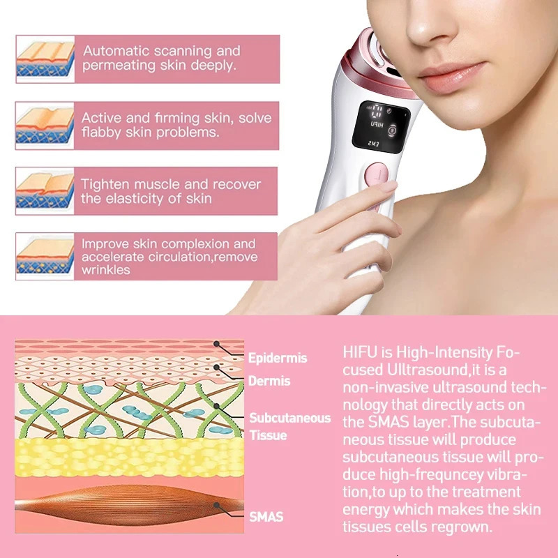 Mini HIFU Ultrasonic Machine EMS Micro Current Facial Beauty Instrument Skin Care - Tool 260307