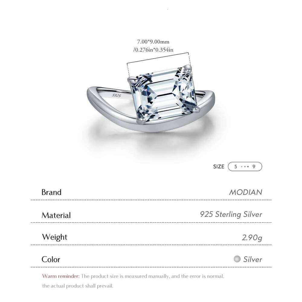 MODIAN Sparkling Rectangle Clear CZ 925 Sterling Silver Fashion Liquid Line Finger Rings For Women Wedding Fine Jewelry H260312