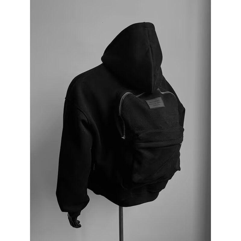 Spring Designer Hoodie New Trendy Brand Hooded Sweatshirt With Backpack Design On The Back Men's Black Zip-up Jacket Stylish For Men