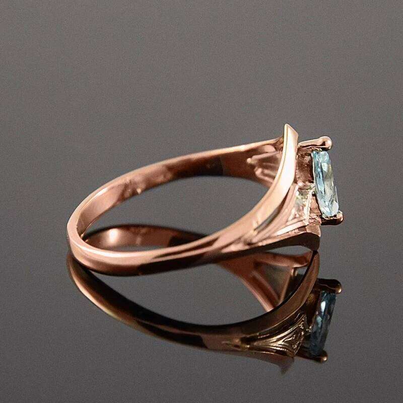 Huitan Rose Gold Color Women Rings with Marquise Blue Cubic Zirconia Elegant Wedding Party Bridal Accessories Fashion Jewelry H260312