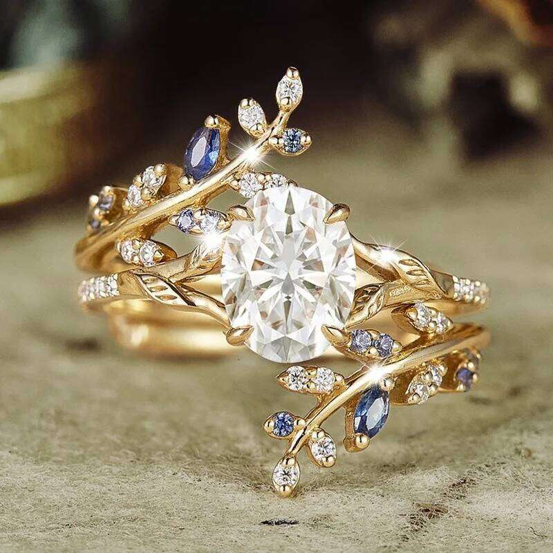 European American new fashion ins style wheat ears branches and leaves shape personalized women's ring H260312