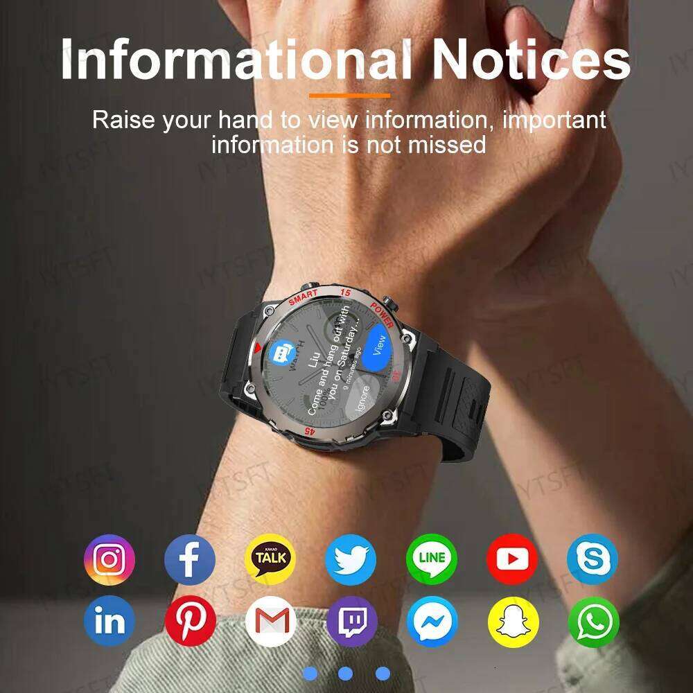 New Smart Watch 1.52 Inch HD Screen Sport LED Flashlight Heart Rate Fitness Tracker Bluetooth Call Smartwatch Men