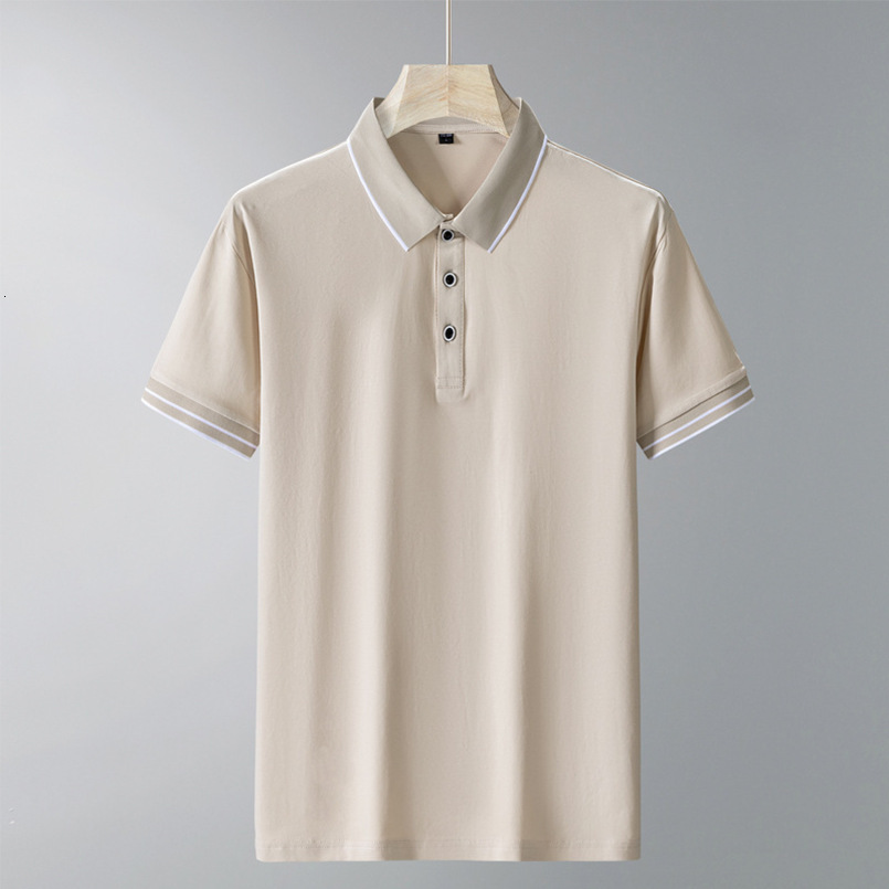 Summer Men's POLO Shirt Short T-Shirt Ice Silk Thin Turn-down Collar Half Sleeve Dad's Wear Business Casual Polo