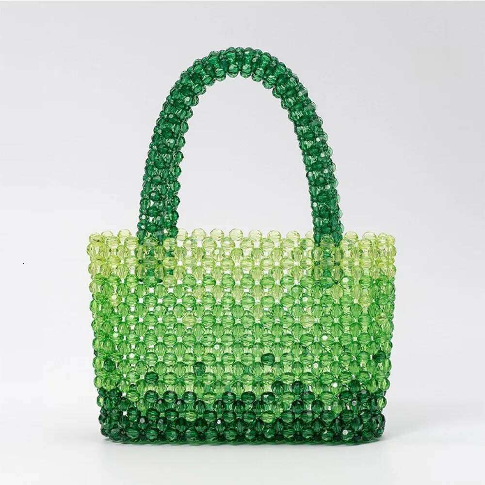 Women Woven Handbag Exquisite Design Hollow-Out Acrylic Beaded Bag Female Handmade Small Handbag WONST