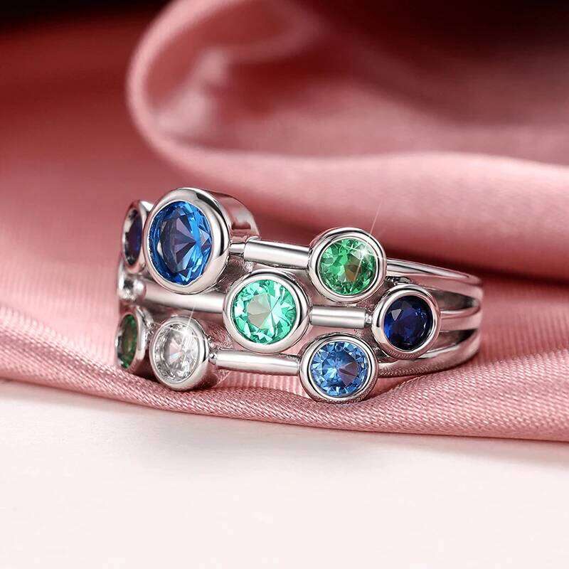 Huitan Modern Fashion Women's Rings with Multi-colored Cubic Zirconia Daily Wear Chic Finger Accessory Anniversary Party Jewelry H260312
