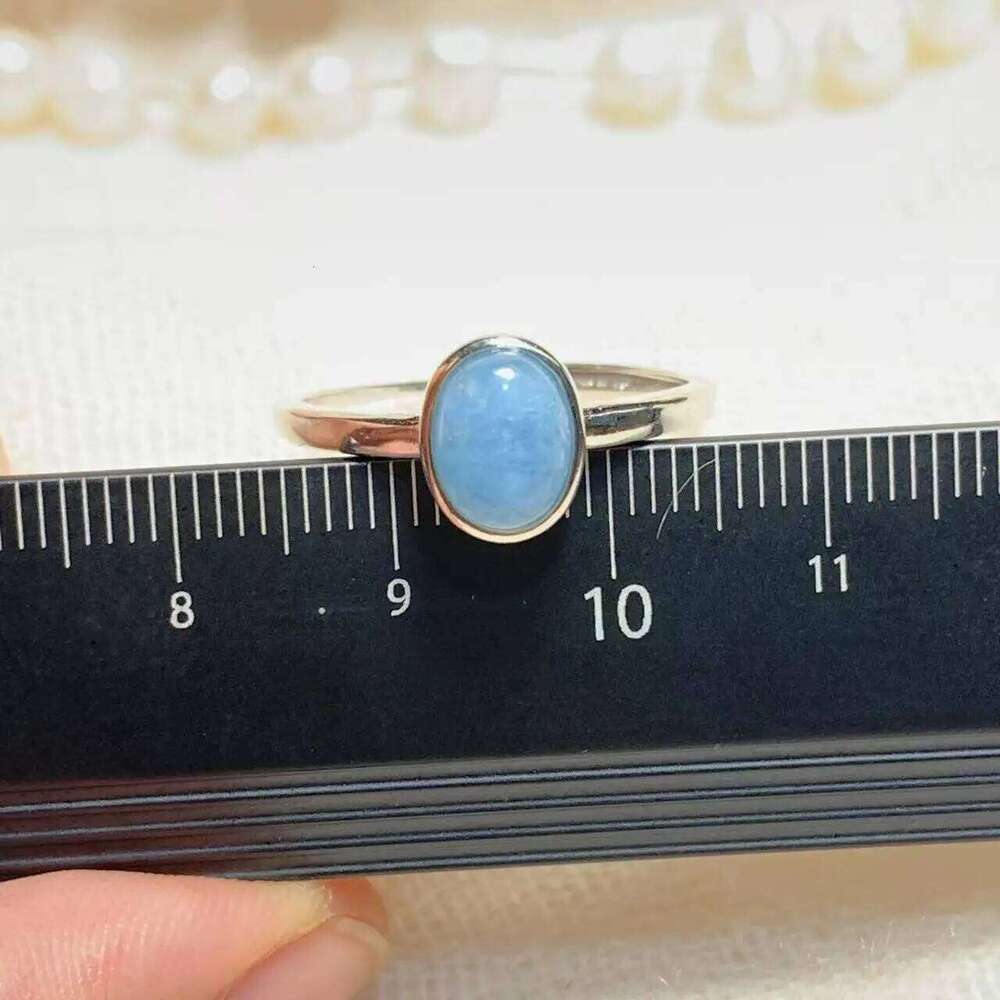 Vintage Natural Aquamarine Ring For Women Stainless Steel Simple Fine Jewelry Stone Gemstone Classic Style H260312