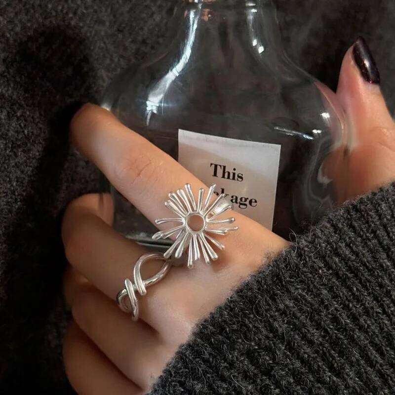 925 Sterling Silver Finger Rings for Women Shinning Big Flower Handmade Minimalist Ring Party Jewelry Gift Prevent Allergy H260312