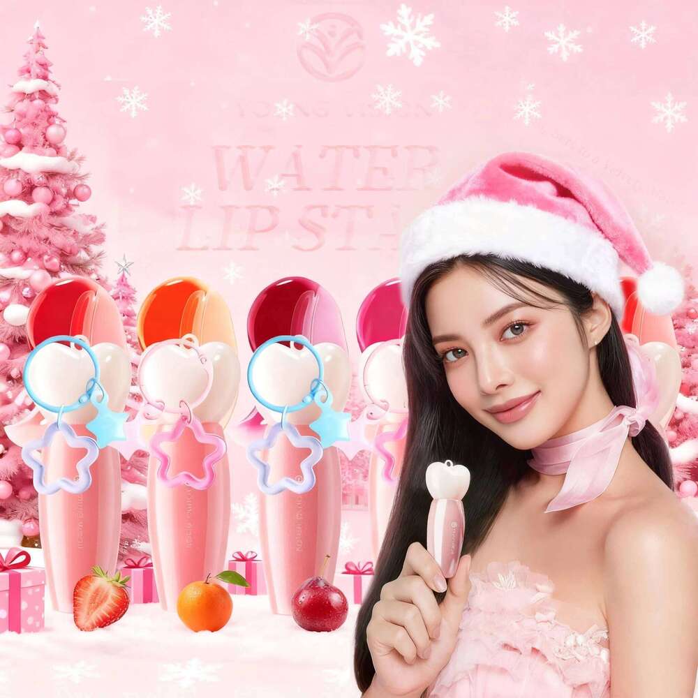 YOUNG VISION 6-Color Fruit Glow Lip Gloss + Star Pendant Moisturizing Waterproof Liquid Lipstick Long-Lasting Color Cosmetics W260311