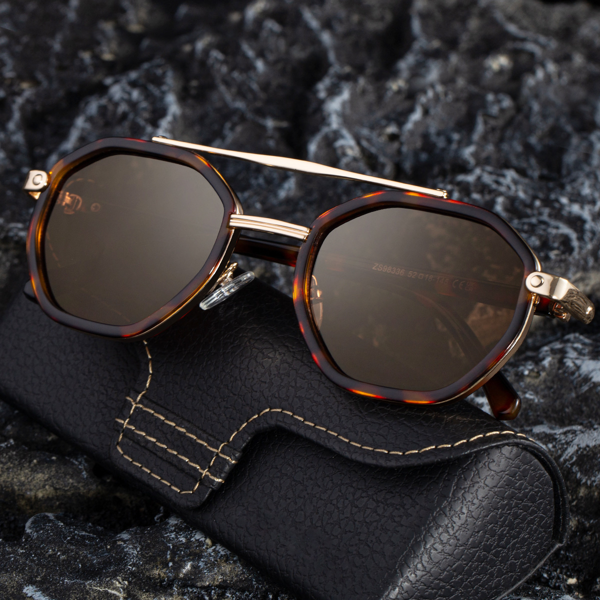 High-definition polarized for men, 2026 model, square frame glasses, high-end retro double-bridge premium sunglasses
