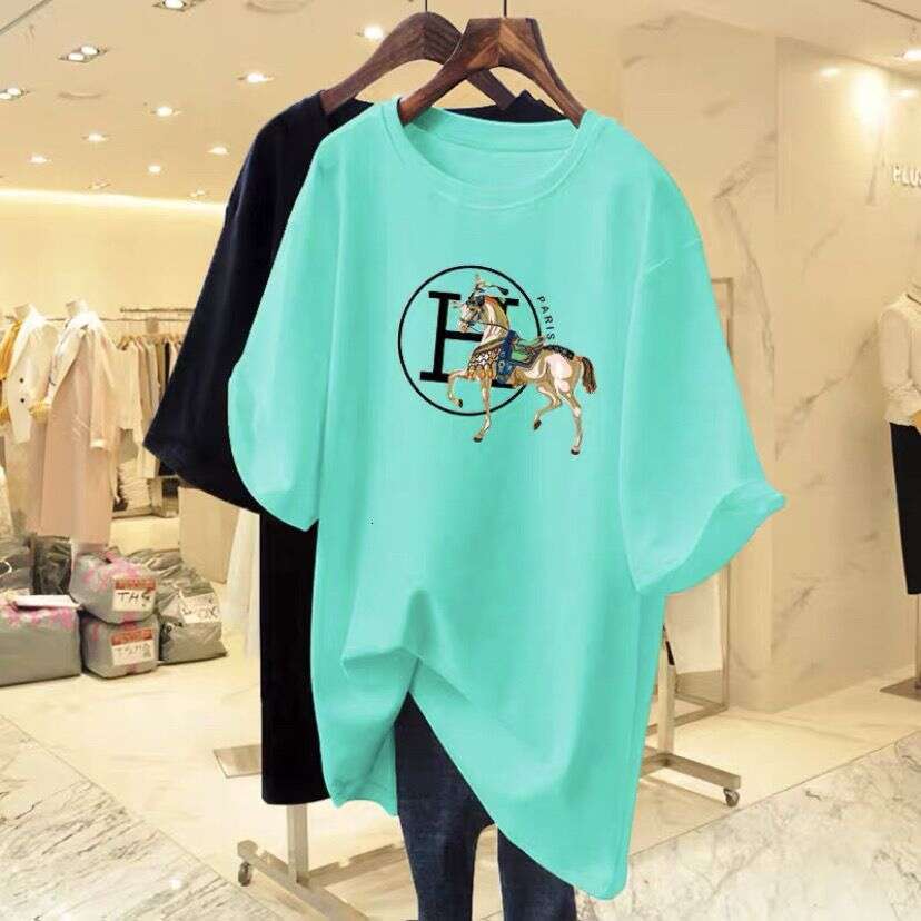 Pure Cotton Pink Letter Print Short-Sleeve T-Shirt For Women, Loose And Long Style Spring-Summer New European Style Oversized Trendy Top Ins Asia Size