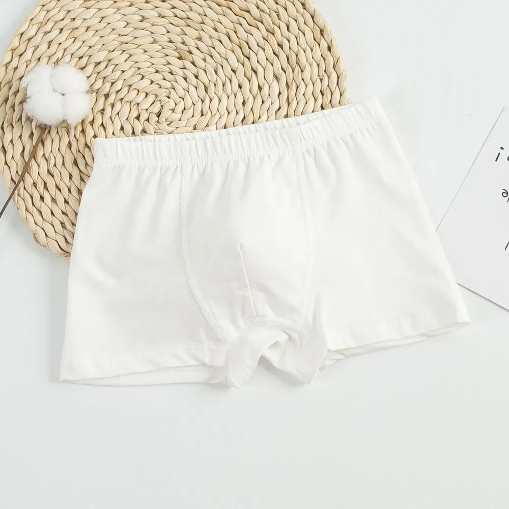 3PcsLot Children Underwear Solid Color White Shorts Cotton Big Boy Boxer Panties Boys Briefs Toddler Underpants 260311