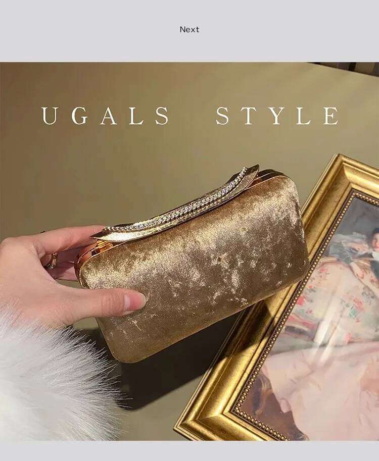 Glitter Shiny Diamond Clutch Purse For Wedding Party Luxury Velvet Banquet Women Handbag Fashion Evening Shoulder Bag