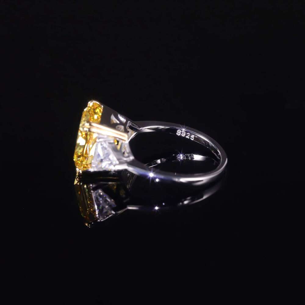 GEM'S BALLET Luxury Diamond-fire CZ- Fancy Vivid Yellow Engagement Rings 925 Sterling Silver Handmade Statement Ring H260312