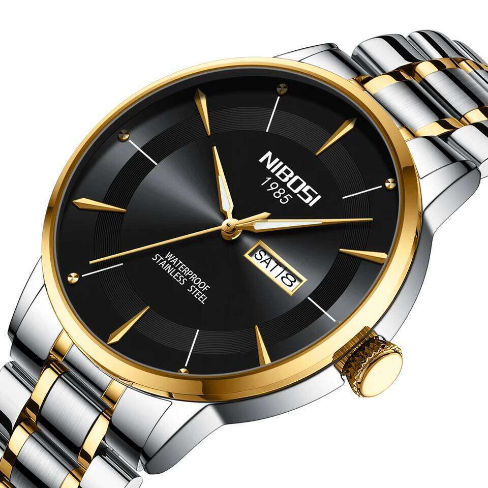 NIBOSI Luxury Quartz for Waterproof Luminous Week Date Men Watch Stainless Steel Sports Men's Watches Reloj Hombre
