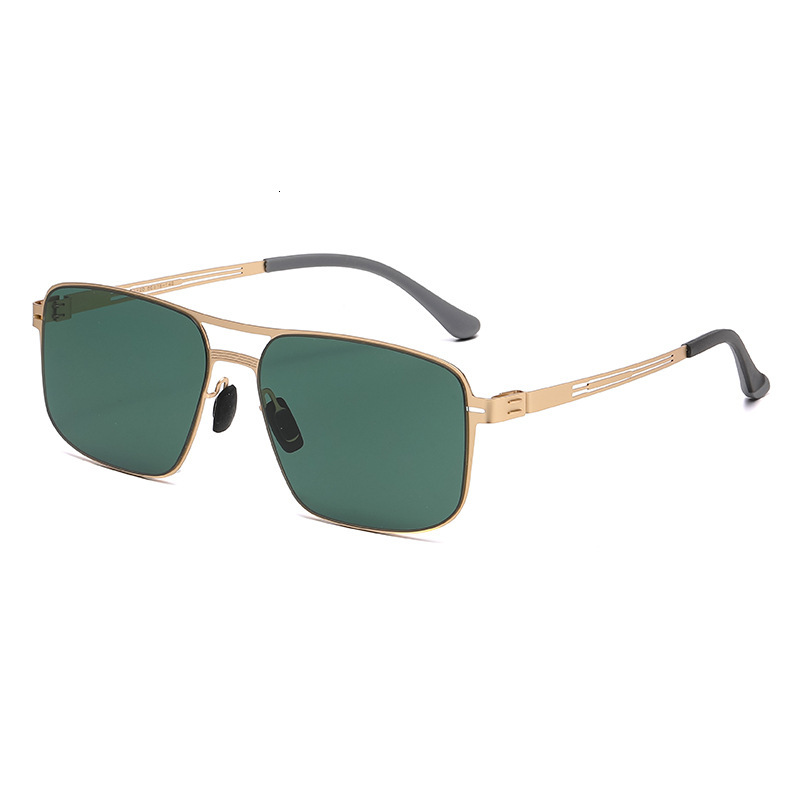 2026 New European American Fashion Square Frame Nylon Polarized Sunglasses for Men with Metal Temples and Double Bridge Sun Protection Glasses