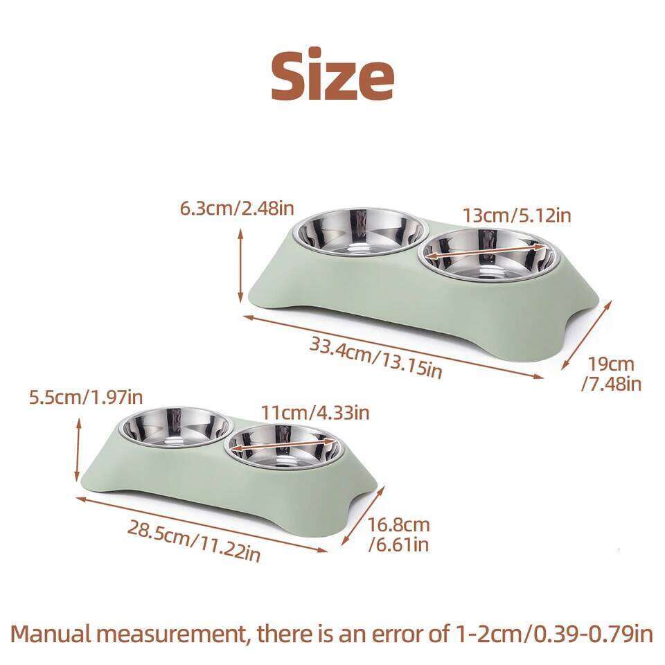 1PC Stainless Steel Double Bowl Cat Dog Food Dish Anti-Spill Feeder and Waterer, Dual-Purpose Pet 26Y0312