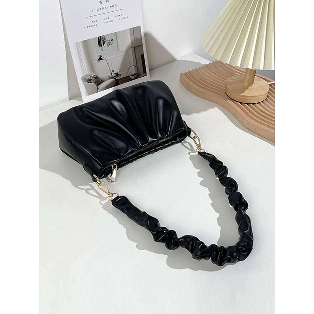Niche Designed Ruched Solid Color New Style Fashionable Versatile Women S Shoulder Handheld Bag TIANOUDAISHU