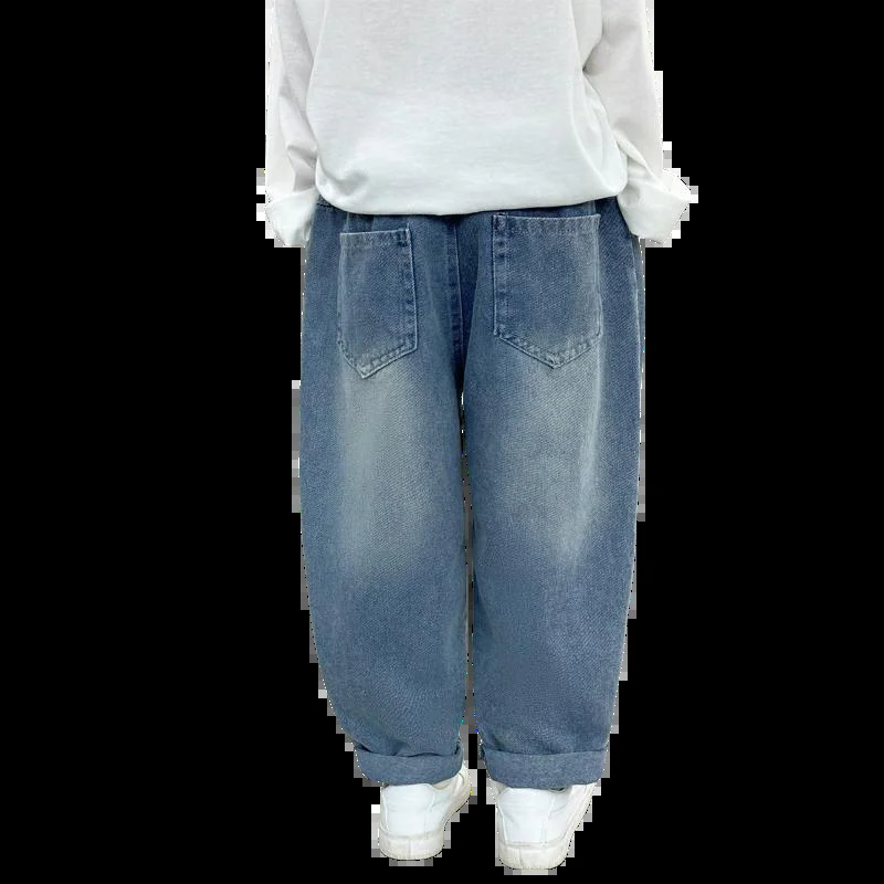 16Y Spring and Autumn Kids Jeans Boys Cartoon Print Denim Pants Girls Casual Trousers Childrens Clothing 260311